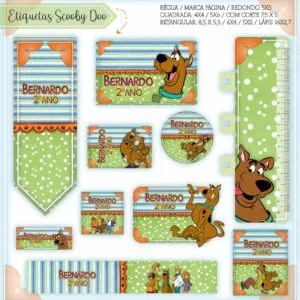 Kit Digital Etiquetas Escolares Scooby Doo