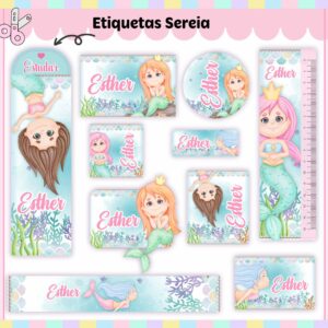 Kit Digital Etiquetas Escolares Sereia V3