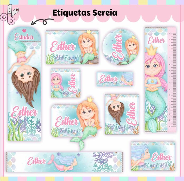 Kit Digital Etiquetas Escolares Sereia V3