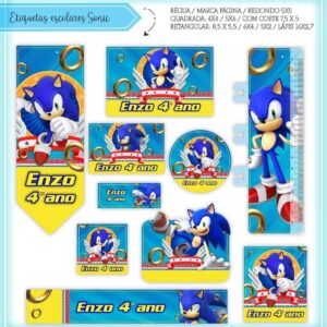 Kit Digital Etiquetas Escolares Sonic
