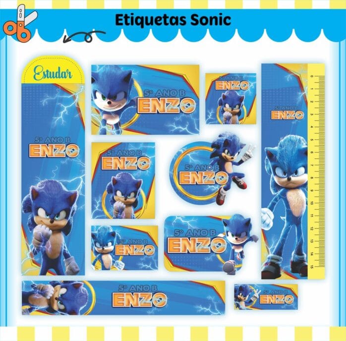 Kit Digital Etiquetas Escolares Sonic V2