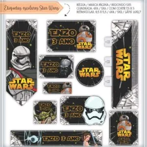 Kit Digital Etiquetas Escolares Stars Wars