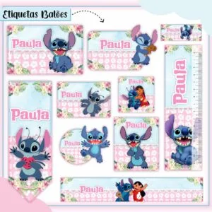 Kit Digital Etiquetas Escolares Stitch