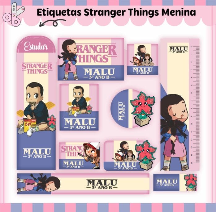 Kit Digital Etiquetas Escolares Stranger Things