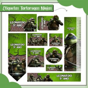 Kit Digital Etiquetas Escolares Tartarugas Ninja