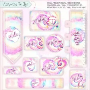 Kit Digital Etiquetas Escolares Tie Dye 20 Kit Digital Etiquetas Escolares Tie Dye