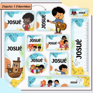 Kit Digital Etiquetas Escolares Três Palavrinhas Menino