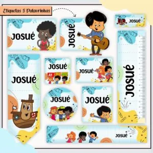 Kit Digital Etiquetas Escolares Três Palavrinhas Menino