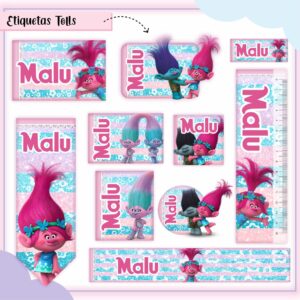 Kit Digital Etiquetas Escolares Trolls