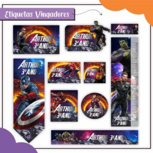 Kit Digital Etiquetas Escolares Vingadores