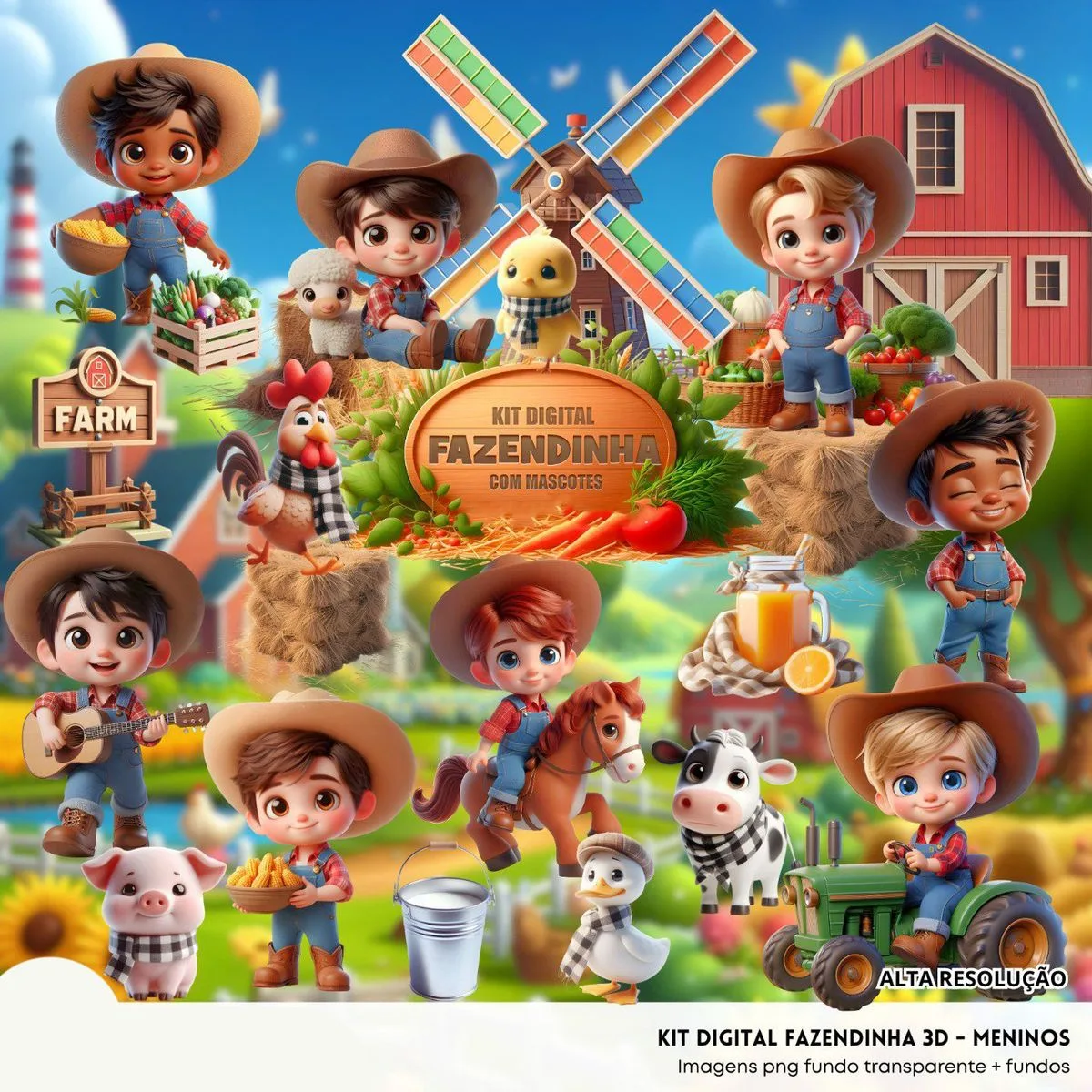 Kit Digital Fazendinha Menino Baby Png Ilustrações 3D Fofo 1 Kit Digital Fazendinha Menino Baby Png Ilustrações 3D Fofo