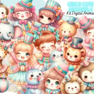 Kit Digital Festa Circo Menina Aquarela GIF Animado 2 Kit Digital Festa Circo Menina Aquarela GIF Animado