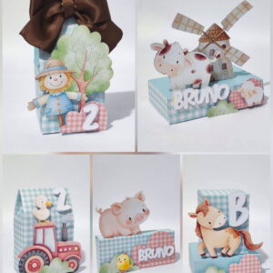 Kit Festa Fazendinha Caixinhas Aquarela em PDF e Studio 8 kit digital festa fazendinha caixinhas studio e pdf