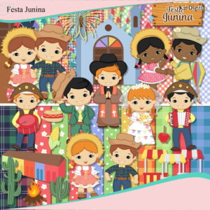 Kit Digital Festa Junina PNG com Elementos e Papéis 15 kit digital festa junina elementos e papeis