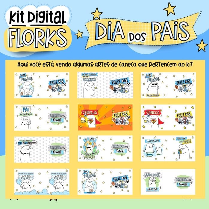 Kit Digital Flork Dia Dos Pais Pacote Completo Arquivos Png