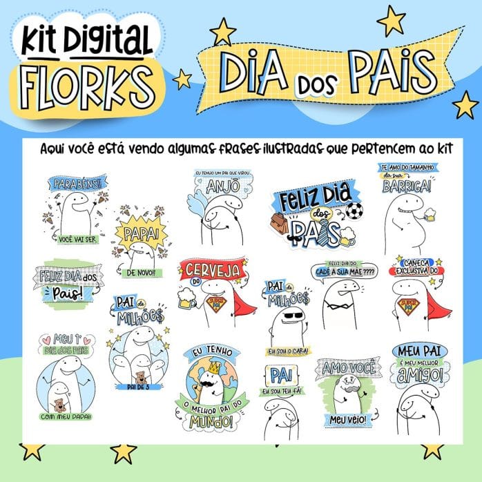 Kit Digital Flork Dia Dos Pais Pacote Completo Arquivos Png