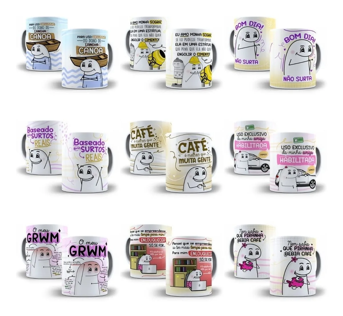 Kit Digital Flork Humor P Caneca Frases Engraçada Bento Cake