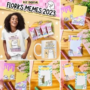 Kit Digital Florks Memes 2023 P/ Encadernação Sublimação
