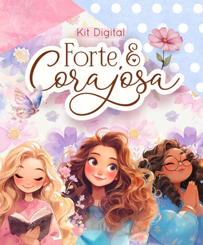 Kit Digital Forte & Corajosa Mimos Fofos Mulher Cristã