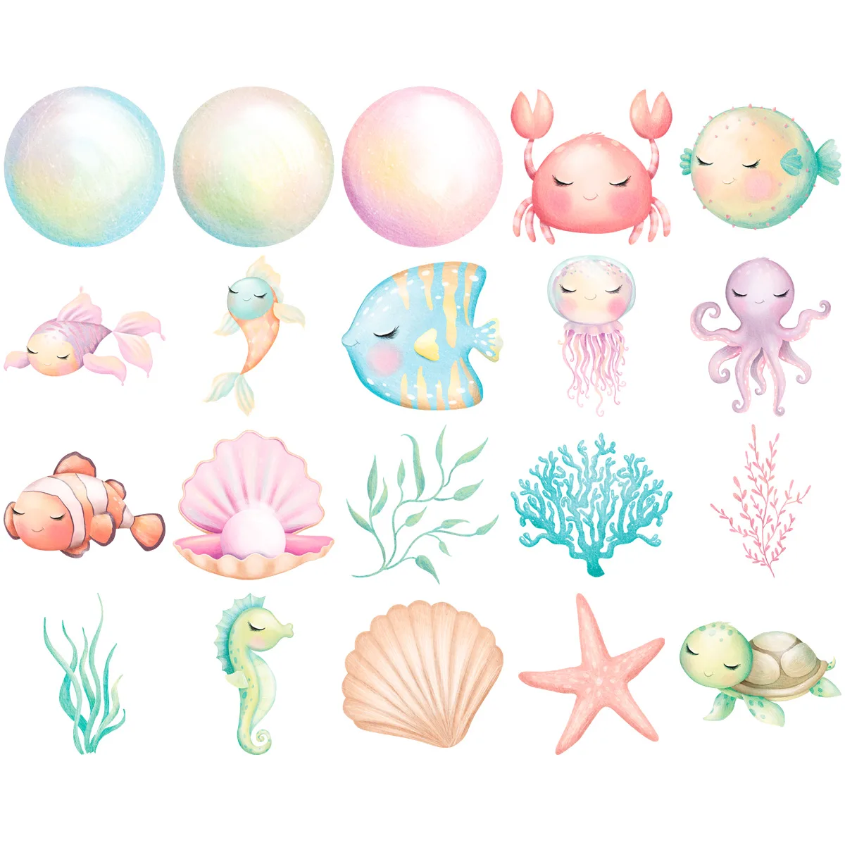 Kit Digital Fundo do Mar Aquarela Ilustrações Fofas Delicada 2 Kit Digital Fundo do Mar Aquarela Ilustrações Fofas Delicada
