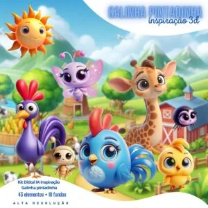 Kit Digital Galinha Pintadinha 3D Cute Fofo Ilustrações Png 12 Kit Digital Galinha Pintadinha 3D Cute Fofo Ilustrações Png