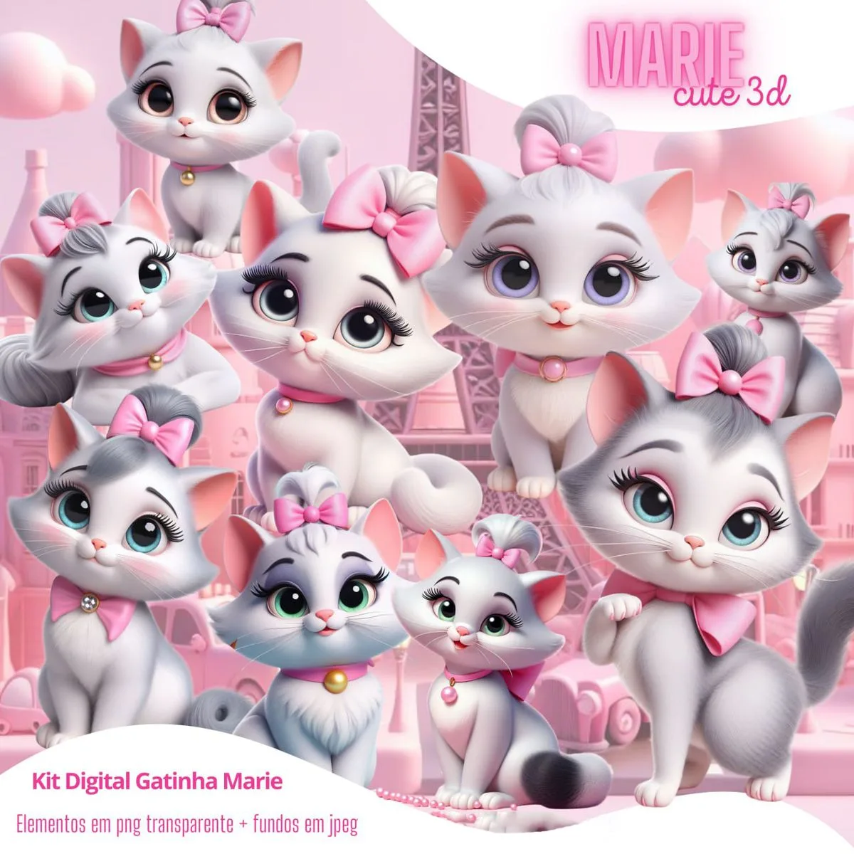 Kit Digital Gatinha Marie Cute 3D Baby Disney Png Sem Fundo 1 Kit Digital Gatinha Marie Cute 3D Baby Disney Png Sem Fundo