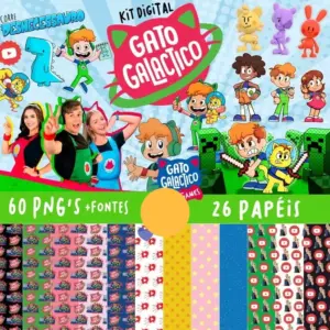 Kit Digital Gato Galatico Criativo para Artesanato