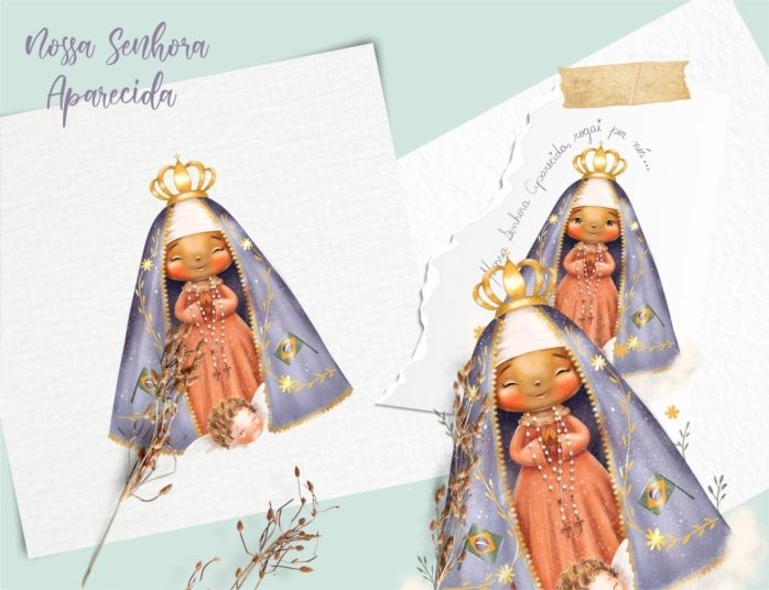 Kit Digital Ilustrações Nossa Senhora Aparecida Santinhos