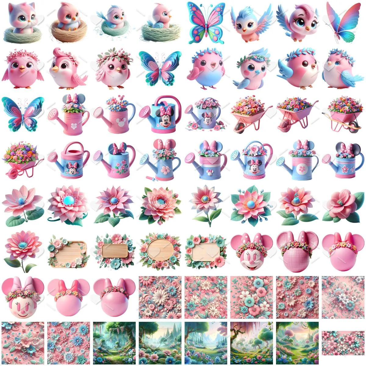 Kit Digital Jardim da Minnie Rosa Baby Png Ilustrações 3D 2 Kit Digital Jardim da Minnie Rosa Baby Png Ilustrações 3D
