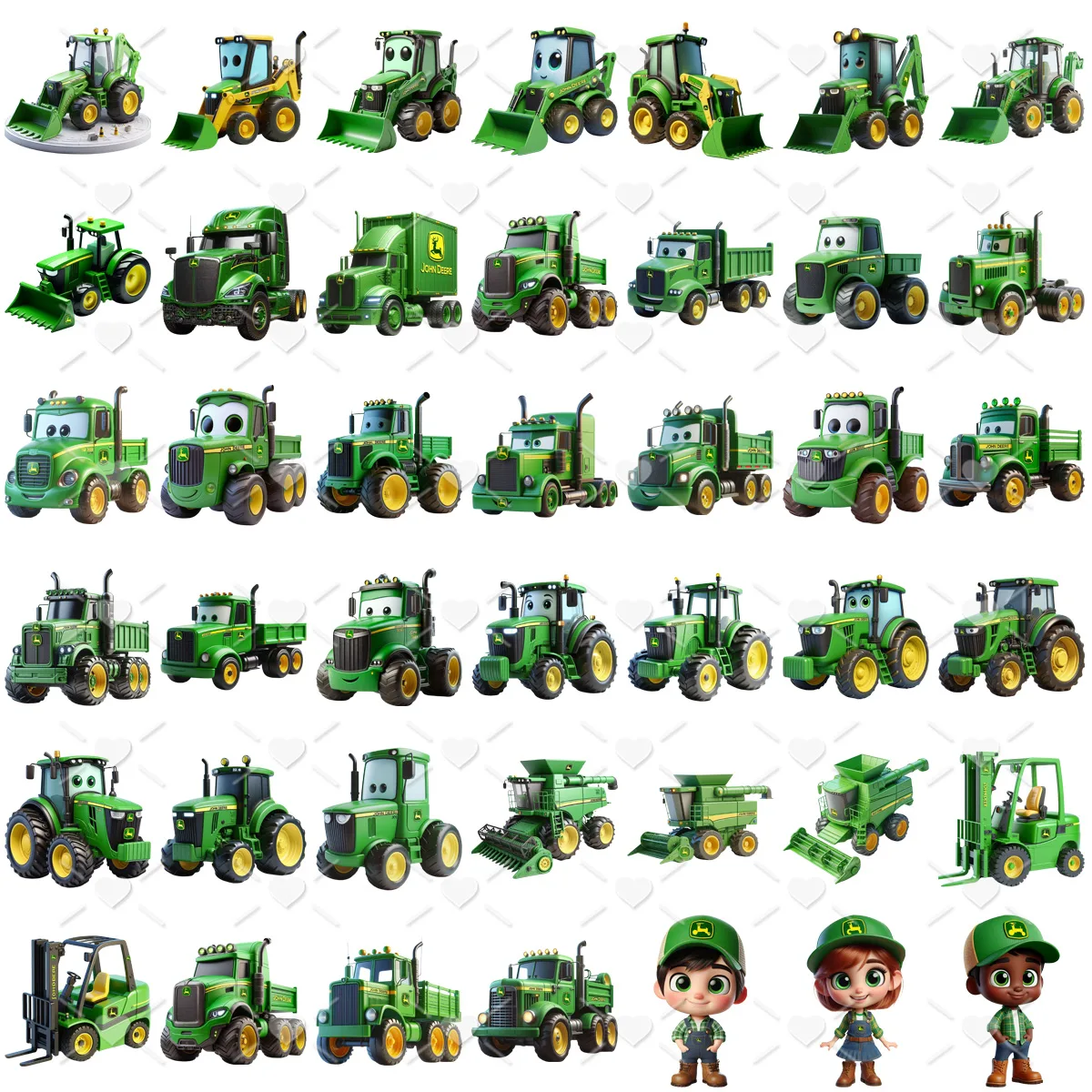 Kit Digital John Deere Ilustrações Fazenda Mascotinhos Cute 2 Kit Digital John Deere Ilustrações Fazenda Mascotinhos Cute