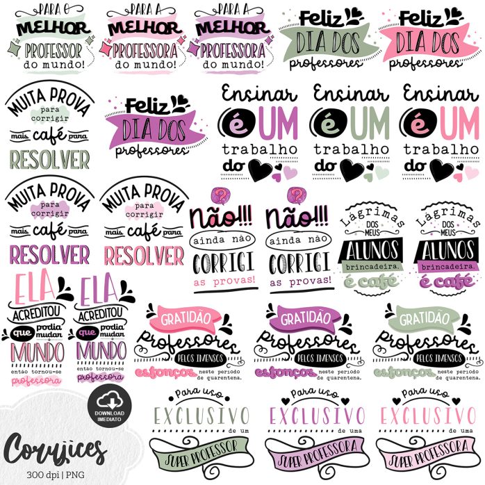 Kit Digital Lettering Dia Do Professor Coruja Frases Png