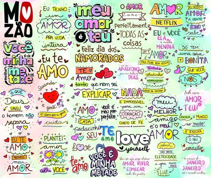 Kit Digital Lettering Frases Dia Dos Namorados Png Amor Love