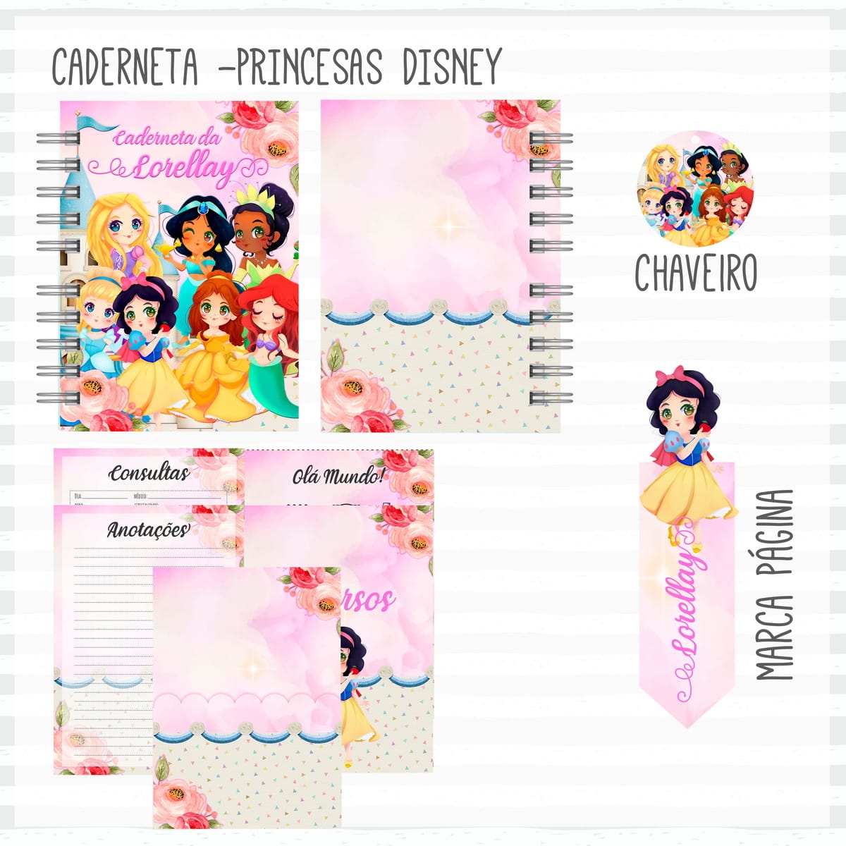 Kit Digital Livro do Bebê e Caderneta de Vacina Princesas 2 Kit Digital Livro do Bebê e Caderneta de Vacina Princesas