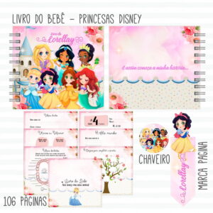 Kit Digital Livro do Bebê e Caderneta de Vacina Princesas
