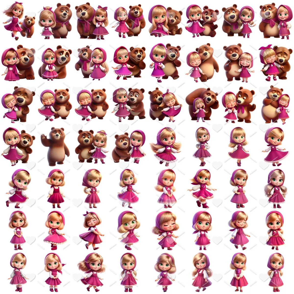 Kit Digital Masha e o Urso Baby Png Ilustrações 3D Fofo Girl 2 Kit Digital Masha e o Urso Baby Png Ilustrações 3D Fofo Girl