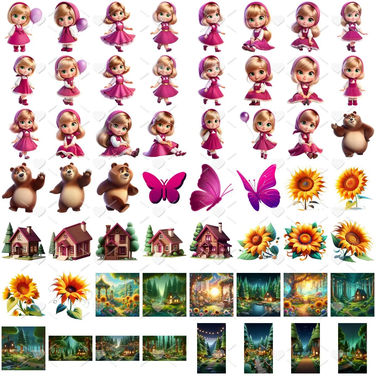 Kit Digital Masha e o Urso Baby Png Ilustrações 3D Fofo Girl 3 Kit Digital Masha e o Urso Baby Png Ilustrações 3D Fofo Girl