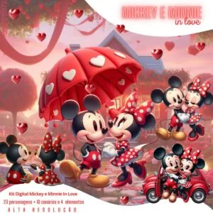 Kit Digital Mickey e Minnie In Love Ilustrações Namorados 27 Kit Digital Mickey e Minnie In Love Ilustrações Namorados