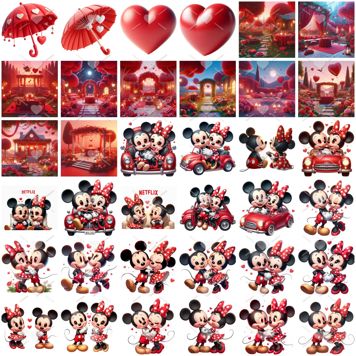 Kit Digital Mickey e Minnie In Love Ilustrações Namorados