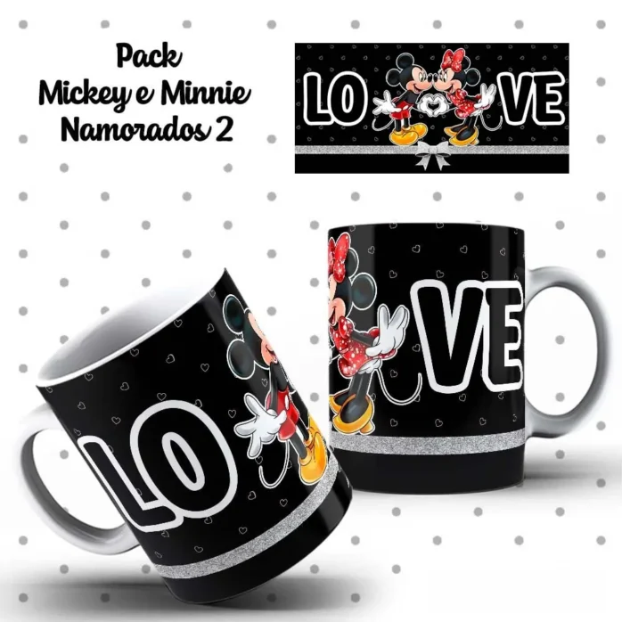 Kit Digital Mickey e Minnie p/ Canecas de Dia dos Namorados