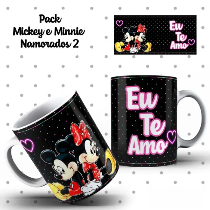 Kit Digital Mickey e Minnie p/ Canecas de Dia dos Namorados