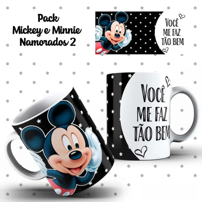 Kit Digital Mickey e Minnie p/ Canecas de Dia dos Namorados