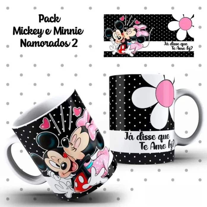 Kit Digital Mickey e Minnie p/ Canecas de Dia dos Namorados