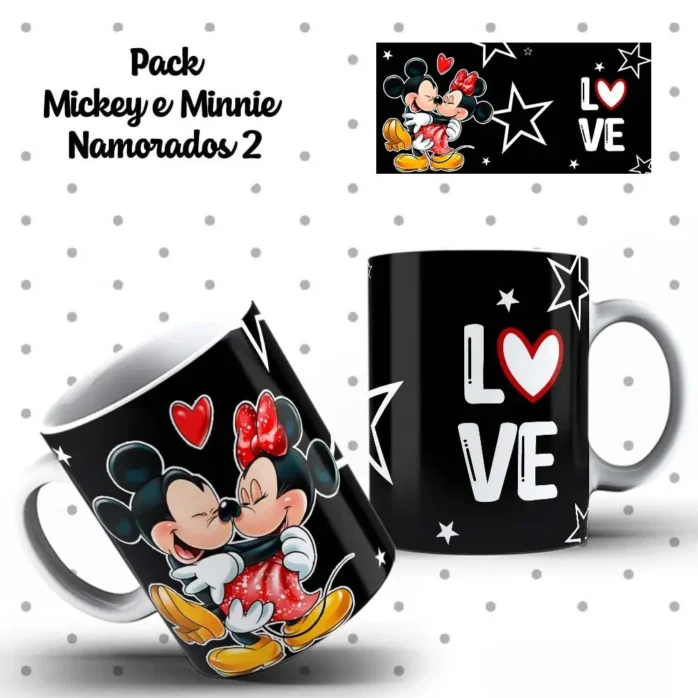 Kit Digital Mickey e Minnie p/ Canecas de Dia dos Namorados