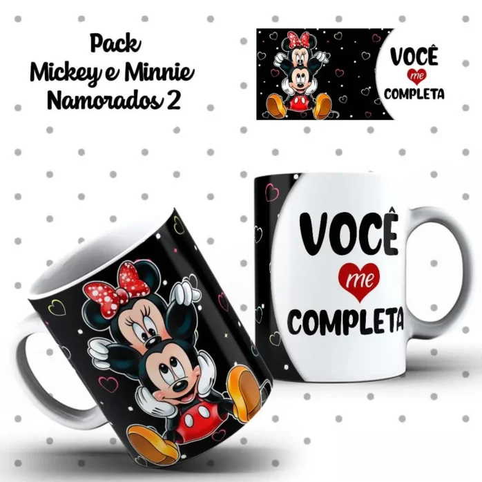 Kit Digital Mickey e Minnie p/ Canecas de Dia dos Namorados