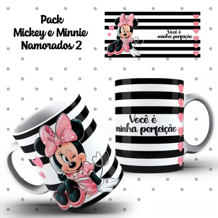 Kit Digital Mickey e Minnie p/ Canecas de Dia dos Namorados