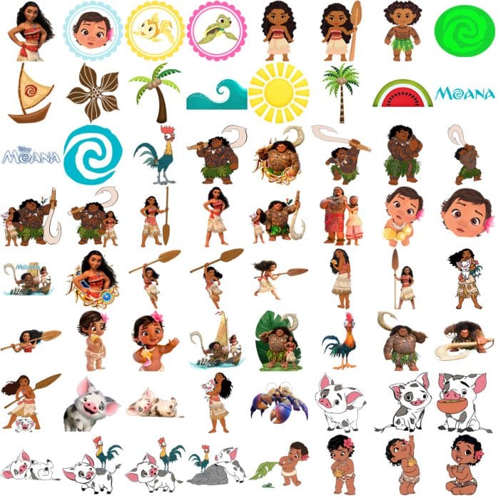 Kit Digital Moana PNG Imagens Ilustrações Personalizados