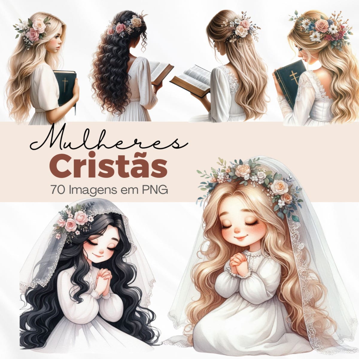 Kit Digital Mulheres Cristãs PNG Sem Fundo para Artesanato 1 Kit Digital Mulheres Cristãs PNG Sem Fundo para Artesanato