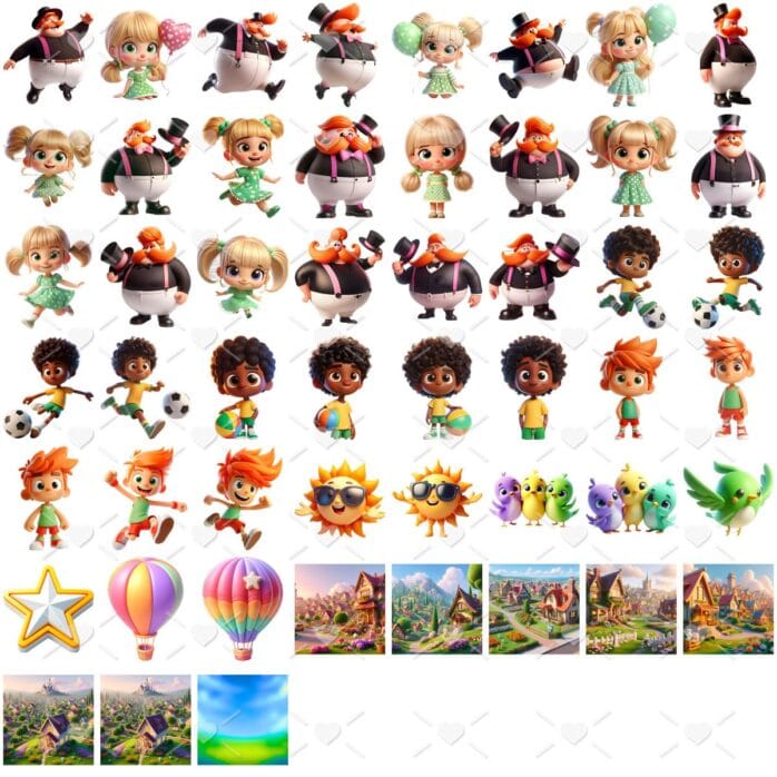 Kit Digital Mundo Bita 3D Cute Fofo Ilustrações Png