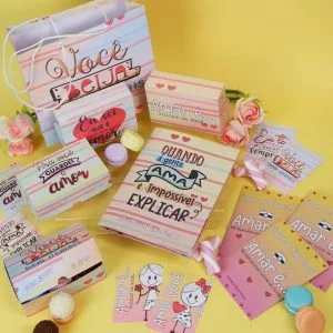 Kit Digital Namorados Arte Caneca Chaveiro Bolsinha Cards