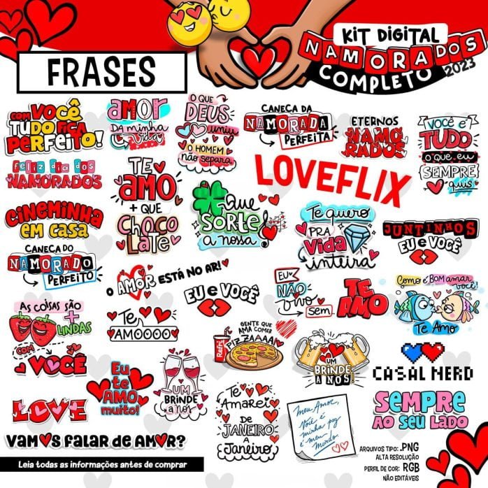 Kit Digital Namorados Mimos Personalizados Frases Figuras